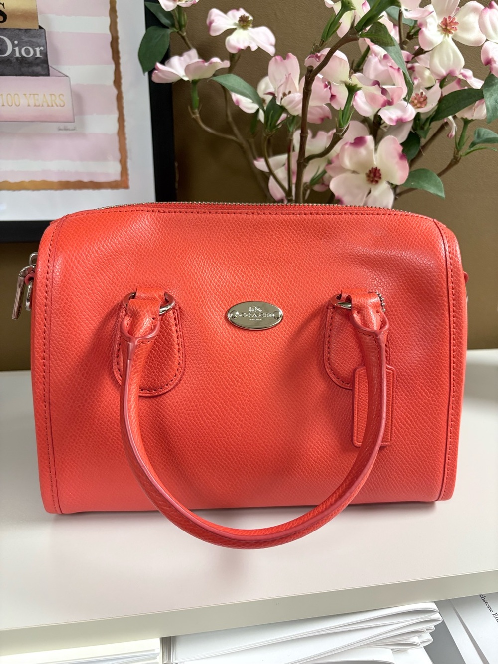 Coach Bennett coral Leather Satchel